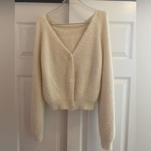Cream Cardigan and Bandeau Sweater Set